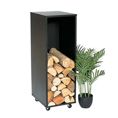 Afbeelding van DanDiBo 96359 metalen binnenhouten rek 85 cm met wielen zwart