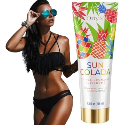 Afbeelding van Onyx Suncolada bruinings en bruiningscrème, bruiningslotion bruiningsversneller met Happy Skin formule, snelle ananasgeur, voedende bodylotion
