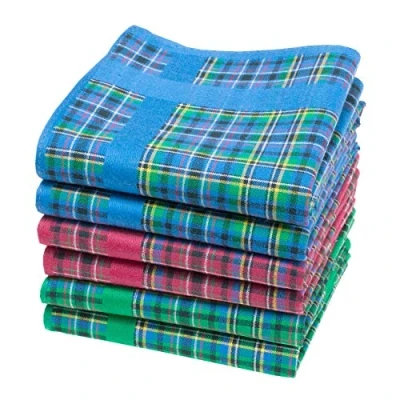 Afbeelding van Zakdoeken van Schotse stof 100% katoen 6 stuks, meerkleurig, groot 40 cm