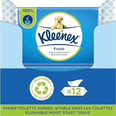 Afbeelding van Kleenex Fresh vochtig toiletpapier, 12 pakken met 42 vellen