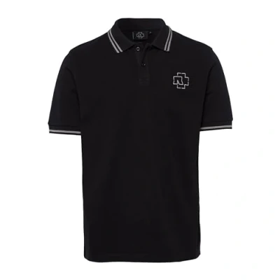 Afbeelding van Rammstein Zwart poloshirt, officieel product van de band met geborduurd logo, zwart.