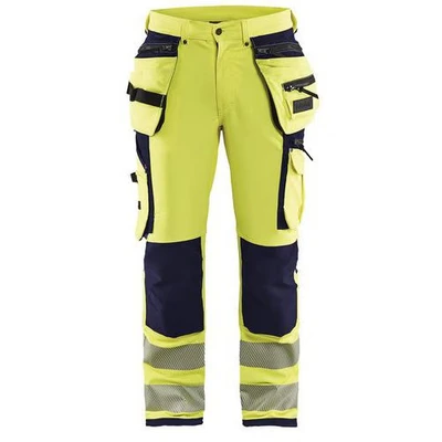 Image de Pantalon stretch 4D haute visibilité jaune fluorescent/marine