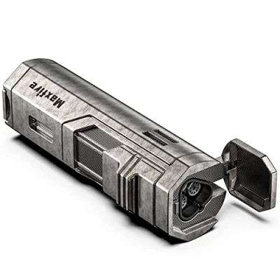 Afbeelding van Maxfire Retro Triple Jet Flame Lighter Gas Butaan Hervulbaar, Verstelbare Vlam met Punch (verkocht zonder gas)