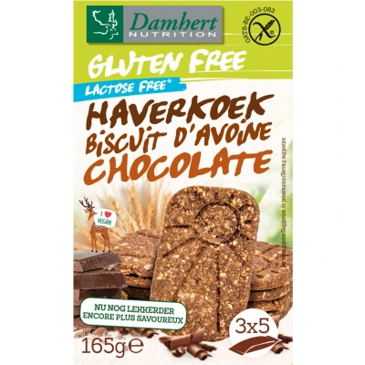 Afbeelding van 3x Damhert Haverkoekjes Chocolade Glutenvrij 165 gr