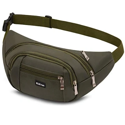 Afbeelding van Heuptas voor heren en dames, veiligheid, reizen of outdoor, sport, waistpack fanny pack dagelijks gebruik wandelen, Olijf, L