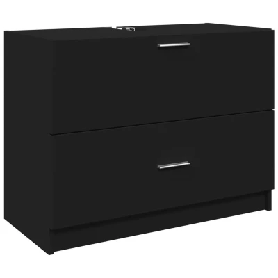 Afbeelding van Wastafelkast 78x37x59 cm bewerkt hout zwart