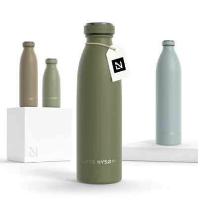Afbeelding van LARS NYSØM Roestvrijstalen drinkfles, 500 ml, BPA vrije thermosfles, 0,5 l, lekvrije waterfles voor sport, fiets, hond, baby en kinderen