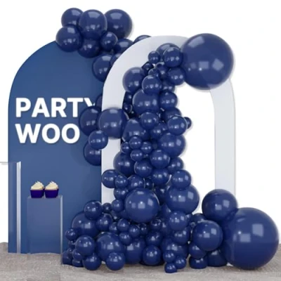 Afbeelding van PartyWoo 102 stuks donkerblauwe ballonslingers in verschillende maten van 45 cm, 25 10 ballonslinger voor verjaardagsdecoratie, feestdecoratie, decoratie