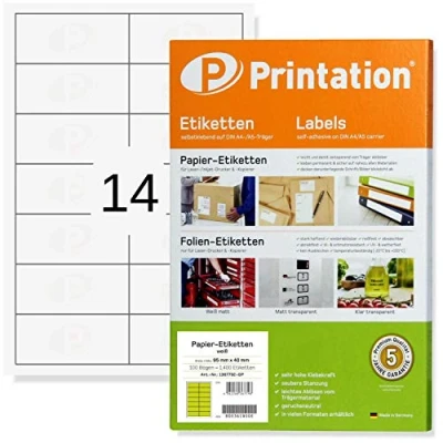 Afbeelding van Adresetiketten 95 x 40 mm wit zelfklevend A4 labelprinterpapier / etiketten om af te drukken/schrijven cm adres /verzendlabels bedrukbaar (100)