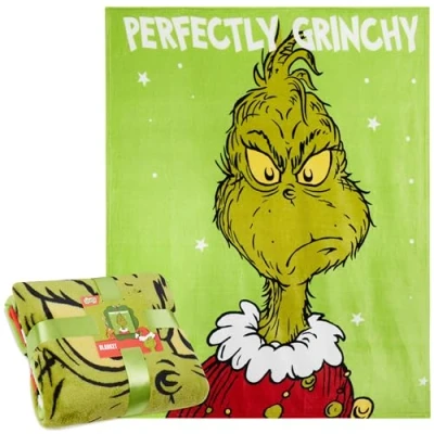 Afbeelding van The Grinch Zachte fleece deken 150 x 130 cm feestelijke geschenken (groen)