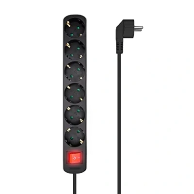 Afbeelding van Stopcontactenstrip 6 Tomas met Interruptor Aisens A154 0536 Zwart (1,4 m)