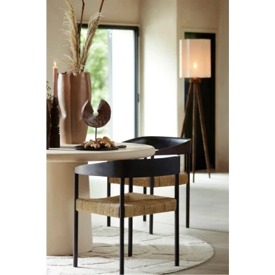 Afbeelding van Delmar fauteuil hout donker bruin + zeegras