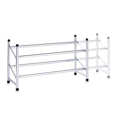 Afbeelding van Metalen schoenenkast/schoenenrek uitschuifbaar 2 laags 64 117 cm Zeller Schoenen opbergers/opbergen Schoenenkasten/schoenenrekken Camping/gang kasten/rekken