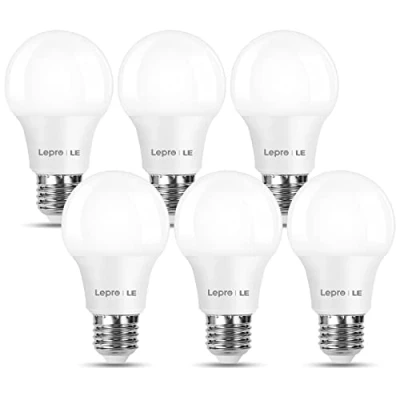 Afbeelding van LE E27 Ledlamp, 8 watt, 806 lumen, fitting, vervangt 60 W lamp A60 E27, 2700 kelvin, warm wit, set van 6, 180 graden spaarlampen