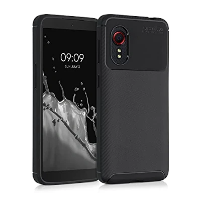 Afbeelding van kwmobile telefoonhoesje geschikt voor Samsung Galaxy Xcover 5 Hoesje smartphone in zwart Backcover van TPU Carbon design