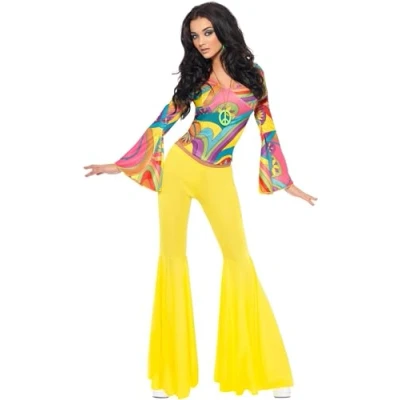 Afbeelding van Smiffy&#039;s 30445 70&#039;S Groovy Babe kostuum dames veelkleurig (geel) M (40 42 EU)