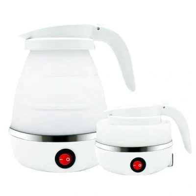 Afbeelding van Opvouwbare waterkoker, draagbare 600 ml, kleine siliconen geschikt voor kamperen, outdooractiviteiten, reizen (wit)