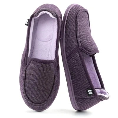 Afbeelding van RockDove Tweekleurige pantoffels met capuchon en uitneembare binnenzool voor dames, Aubergine