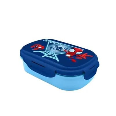 Afbeelding van My sweety pop Boîte à goûter Lunch box Pour enfant Crèche Maternelle Ecole Vacances Repas 21 cm Couverts Cuitochette Idée Cadeau Sans BPA (Spidey Bleu)