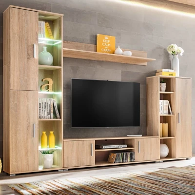 Afbeelding van Tv wandmeubel met LED verlichting Sonoma eiken