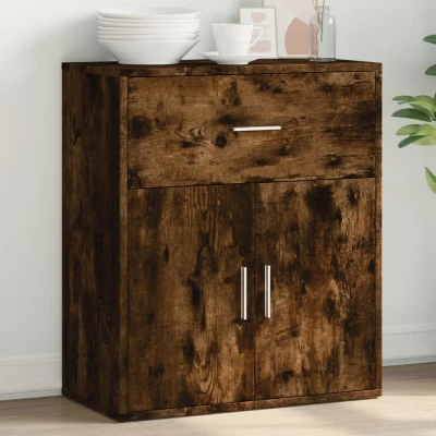 Afbeelding van Dressoir 60x31x70 cm bewerkt hout gerookt eikenkleurig