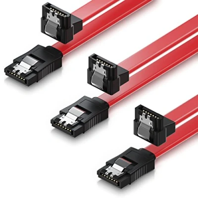 Afbeelding van deleyCON 3x 50cm SATA III Kabel S ATA 3 Gegevenskabel 6 GBit/s Verbindingskabel voor HDD SSD Metalen Clip 1x Rechte 90 L Type Stekkers Rood