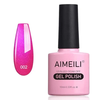 Image de AIMEILI Soak Off UV LED Rouge Vernis à Ongles Gel Semi Permanent Paillette Shimmer Polish Tutti Fruiti (002) 10ml