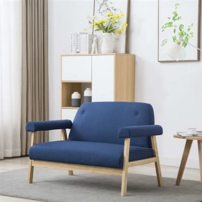 Afbeelding van vidaXL Tweezitsbank stof blauw