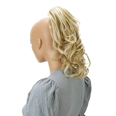 Afbeelding van PrettyShop haarverlenging, 30 cm, gevlochten, paardenstaart, golvend, volume, lichtblond mix, H87