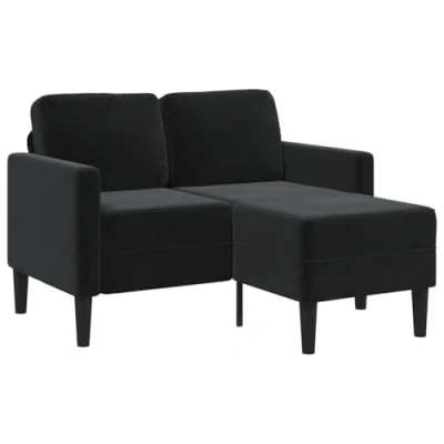 Afbeelding van vidaXL 2 zitsbank met chaise longue L zwart 125 cm fluweel