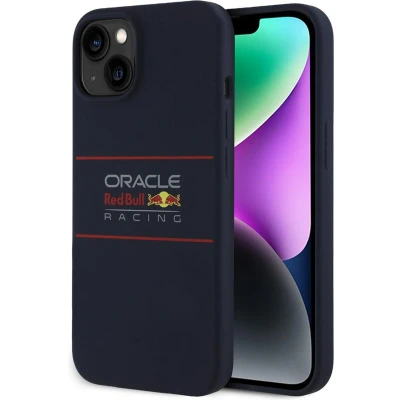 Afbeelding van Red Bull Racing Silicone Oversize Horizontal Logo Back Cover hoesje met MagSafe voor Apple iPhone 14 Donkerblauw