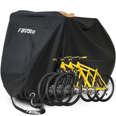 Afbeelding van Favoto Fietshoes voor 2 3 fietsen, 210T, polyesterstof, waterdichte afdekking, UV regen, sneeuwpoeder, de weg, 200 x 105 110 cm, zwart