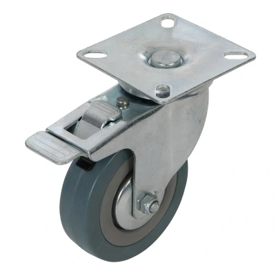 Afbeelding van Fixman Rubberen zwenkwiel met rem 75 mm, 50 kg