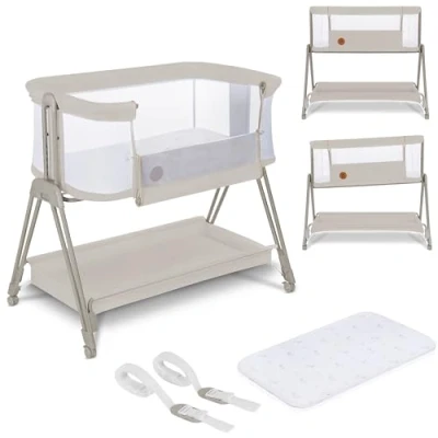 Afbeelding van Lionelo Luna Babybedje 2 in 1 geboorte tot 9 kg 4 wielen met blokkade Meegroeibed