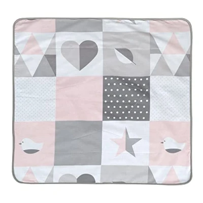 Afbeelding van roba Happy Patch babydeken, ultrazacht, 80 x cm, pluizige fleece zijde + voorkant 100% katoen, roze/grijs