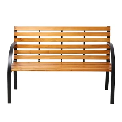 Afbeelding van AXI Otis houten Tuinbank met matzwart stalen frame Cederhout 122x60x83 cm Tweepersoonsbank voor buiten