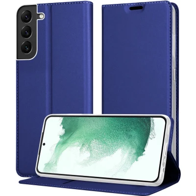 Afbeelding van Cadorabo Hoesje geschikt voor Samsung Galaxy S22 PLUS in CLASSY DONKER BLAUW Beschermhoes met magnetische sluiting, standfunctie en kaartvakje Book Case Cover Etui