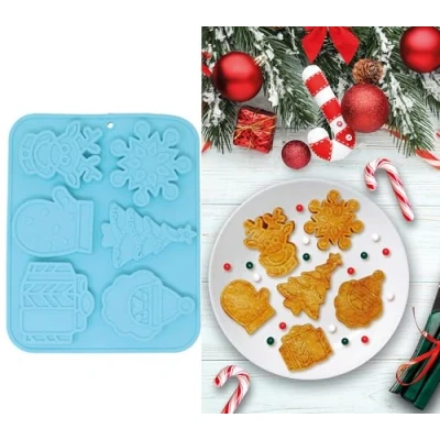 Afbeelding van Fiestas Guirca Siliconen koekjesvorm kerst figuren 1 stuks blauw