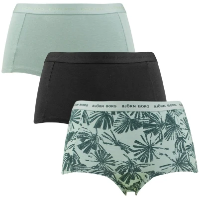 Afbeelding van Björn Borg Everyday Shorts 3 PACK Onderbroeken, Dames, Maat: XXL, Black/green