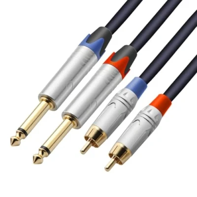 Afbeelding van Tisino 6,35 mm dubbele jack naar phono kabel, dubbel cinch stereo audio 2 m
