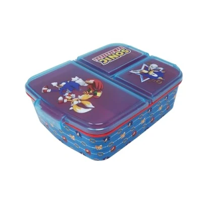 Afbeelding van Theonoi Lunchbox voor kinderen, broodtrommel met vakken, brooddoos onderverdeling kleuterschool, kunststof brooddoos, BPA vrij, Sonic