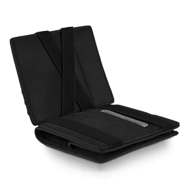 Afbeelding van WEST (Classic) Magic Wallet met Groot Muntvak, Inclusief Elegante Geschenkdoos Leren Portemonnee Heren Muntvak Pasjeshouder , RFID Gegevensbescherming (Zwart)