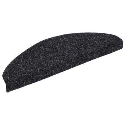 Image de vidaXL Tapis d&#039;escalier auto adhésif Poinçon aiguilleté 15 pcs Noir132698