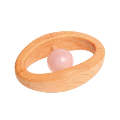 Afbeelding van Grimm&#039;s Houten rammelaar met edelsteen Roze
