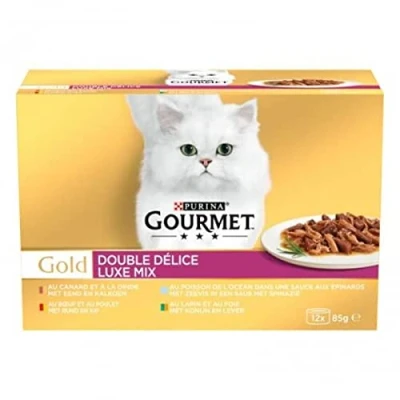 Afbeelding van 12 x 85 g Luxe Mix Duo Delice Gourmet Gold Kattenvoer