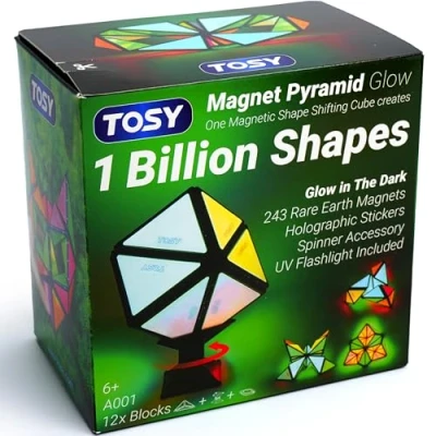 Afbeelding van TOSY Piramid Glow Magneet, 1 kubus verandert in miljard vormen, 243 zeldzame aardmagneten, lichtgevend design, spinner accessoires, kerst of verjaardagsspeelgoed