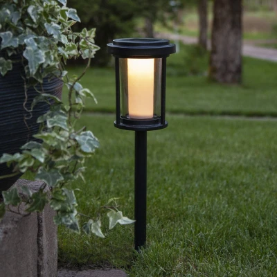 Afbeelding van Star Trading meerpaal Alippa, solarlamp, padlamp, zwart, aluminium, wit, buitenruimte, schemersensor, 44 cm