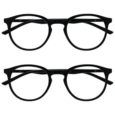 Image de OPULIZE Met Lunettes de Lecture Pack 2 Montures Rondes et Mincess Charnières à Ressort Anti Rayures Noir Hommes Femmes RR60 1 +1.50
