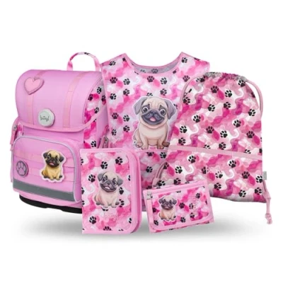 Afbeelding van Baagl schooltas voor jongens en meisjes, 5 delige set (Ergo 1e klas, etui, gymtas, schort, borsttas), basisschooltas, ergonomische schoolrugzak, 19 liter, Poten