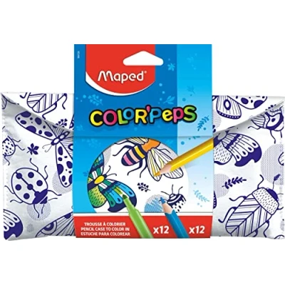Afbeelding van Maped Pennenetui, opening XXL, personaliseerbaar, omkeerbaar, met 1 kant om in te kleuren grote praktische pennenetui driehoekig, 22 x 6 cm basic zwart